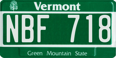 VT license plate NBF718
