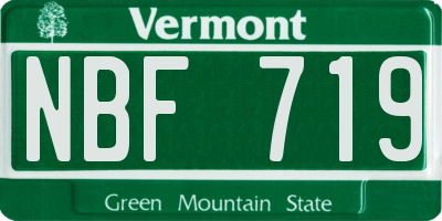 VT license plate NBF719