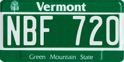 VT license plate NBF720