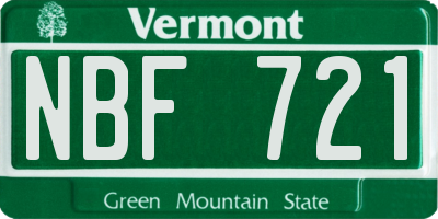 VT license plate NBF721