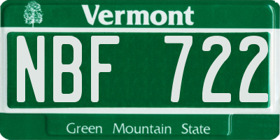 VT license plate NBF722
