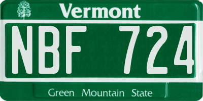 VT license plate NBF724