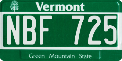 VT license plate NBF725