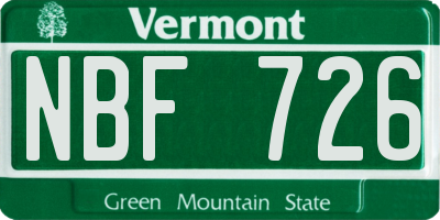 VT license plate NBF726