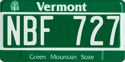 VT license plate NBF727