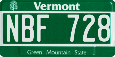 VT license plate NBF728