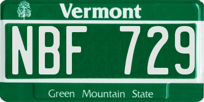 VT license plate NBF729