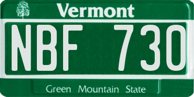 VT license plate NBF730
