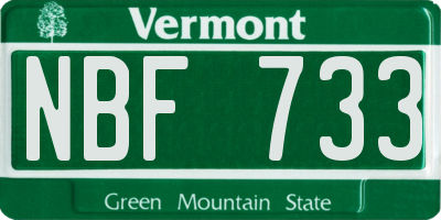 VT license plate NBF733