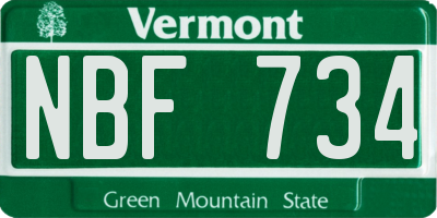 VT license plate NBF734