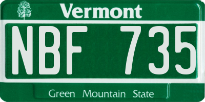 VT license plate NBF735