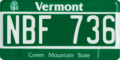 VT license plate NBF736