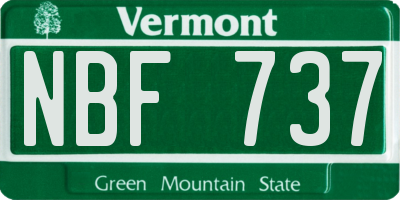 VT license plate NBF737