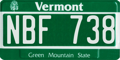 VT license plate NBF738