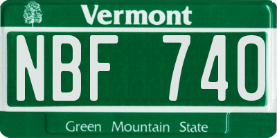 VT license plate NBF740