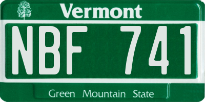 VT license plate NBF741