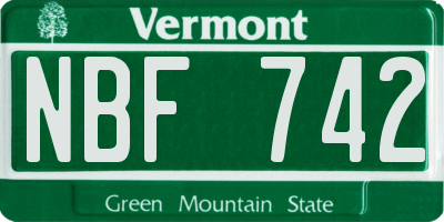 VT license plate NBF742