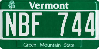 VT license plate NBF744