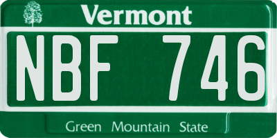 VT license plate NBF746