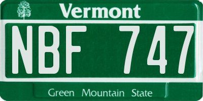 VT license plate NBF747