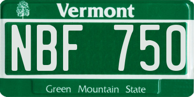 VT license plate NBF750