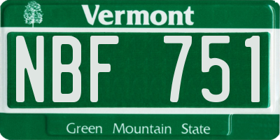 VT license plate NBF751