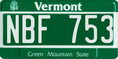 VT license plate NBF753