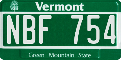 VT license plate NBF754
