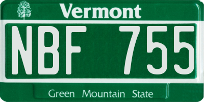 VT license plate NBF755