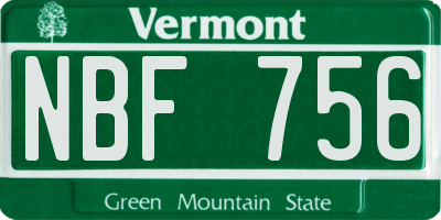 VT license plate NBF756