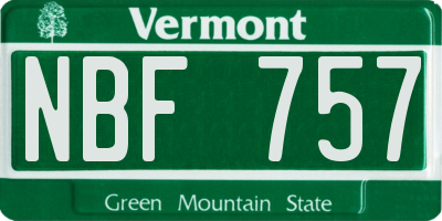VT license plate NBF757