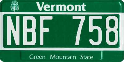 VT license plate NBF758