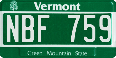 VT license plate NBF759