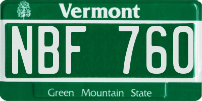 VT license plate NBF760