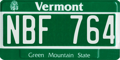 VT license plate NBF764