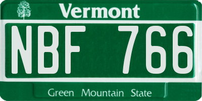 VT license plate NBF766