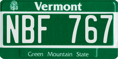 VT license plate NBF767