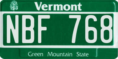 VT license plate NBF768