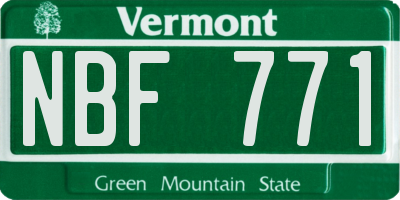 VT license plate NBF771