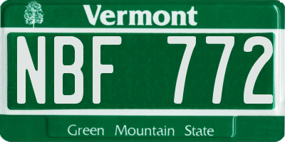 VT license plate NBF772