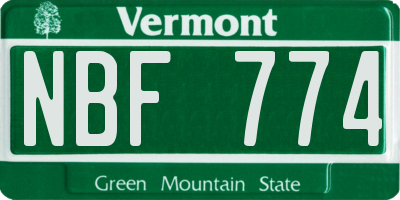 VT license plate NBF774