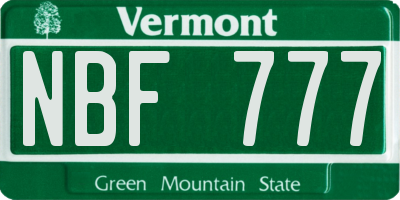 VT license plate NBF777