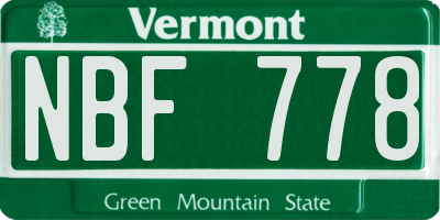 VT license plate NBF778