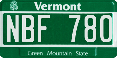 VT license plate NBF780