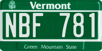 VT license plate NBF781