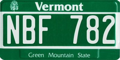 VT license plate NBF782