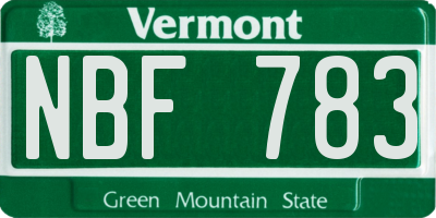 VT license plate NBF783