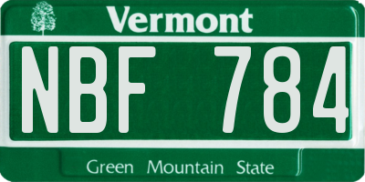 VT license plate NBF784