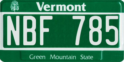 VT license plate NBF785