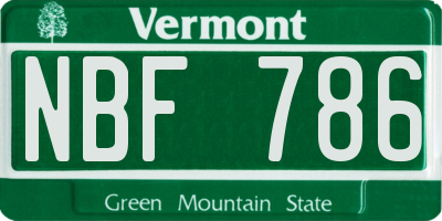 VT license plate NBF786
